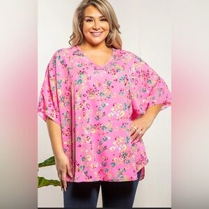 Spin V-Neck Animal Print Oversized Blouse